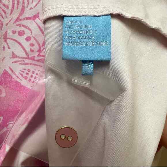 J. McLaughlin Pink & White Peacock Floral Print Signature Tee Small - Picture 4 of 5